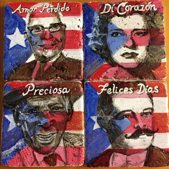 “Orgullo Boricua” hand painted coaster set - Picture 2 of 7